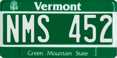 VT license plate NMS452