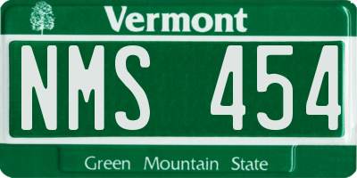 VT license plate NMS454