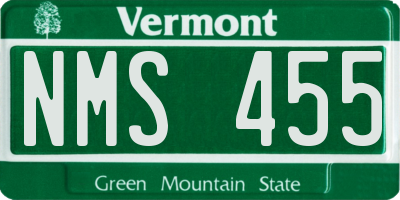 VT license plate NMS455