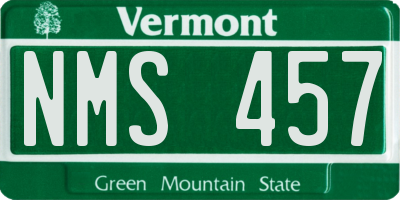 VT license plate NMS457