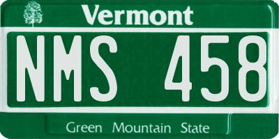 VT license plate NMS458