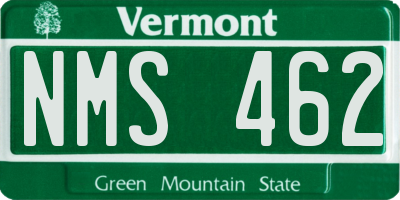 VT license plate NMS462