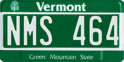 VT license plate NMS464