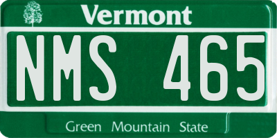 VT license plate NMS465