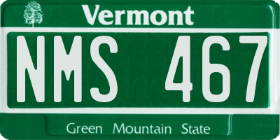 VT license plate NMS467