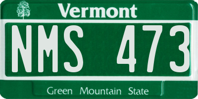 VT license plate NMS473