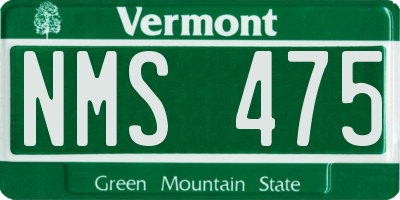 VT license plate NMS475