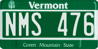 VT license plate NMS476