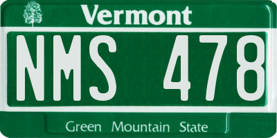 VT license plate NMS478