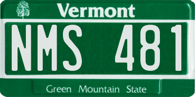 VT license plate NMS481