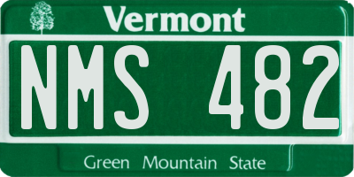 VT license plate NMS482