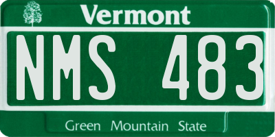 VT license plate NMS483