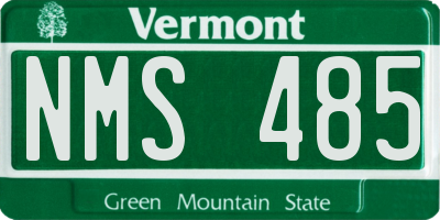 VT license plate NMS485
