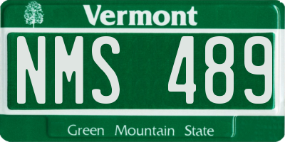 VT license plate NMS489