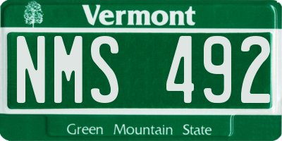VT license plate NMS492