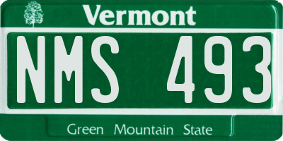VT license plate NMS493