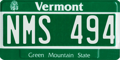 VT license plate NMS494