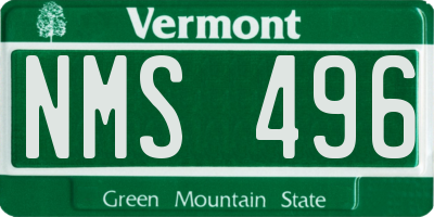 VT license plate NMS496