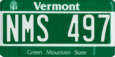 VT license plate NMS497