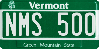 VT license plate NMS500