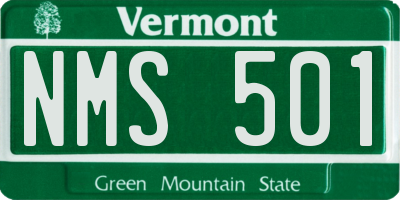 VT license plate NMS501