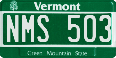 VT license plate NMS503