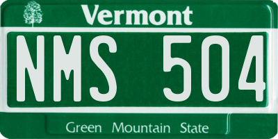 VT license plate NMS504