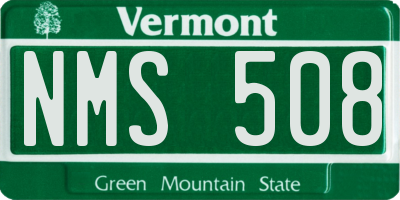 VT license plate NMS508