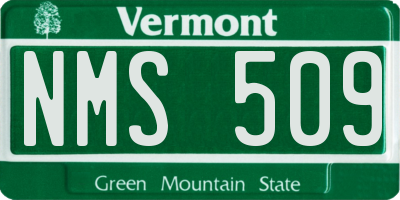 VT license plate NMS509