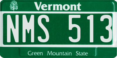 VT license plate NMS513