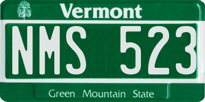VT license plate NMS523