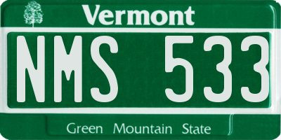 VT license plate NMS533