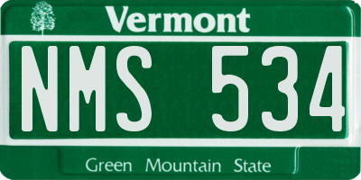 VT license plate NMS534