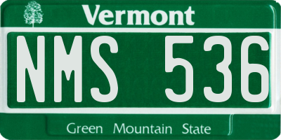VT license plate NMS536