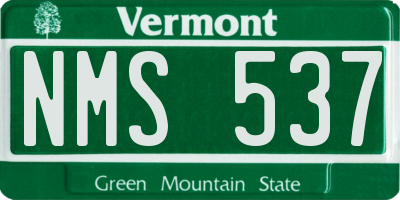 VT license plate NMS537