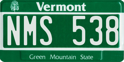 VT license plate NMS538