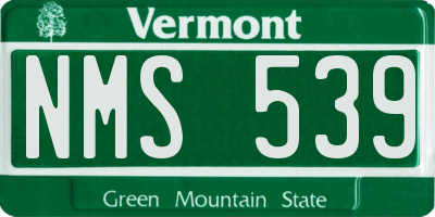 VT license plate NMS539