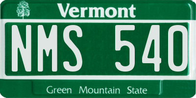 VT license plate NMS540