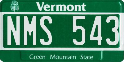 VT license plate NMS543