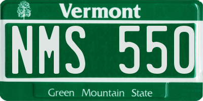 VT license plate NMS550
