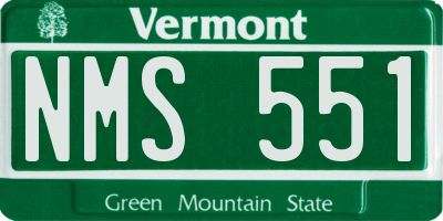 VT license plate NMS551