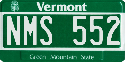 VT license plate NMS552