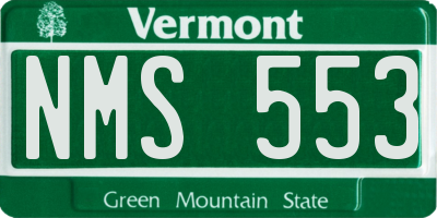 VT license plate NMS553