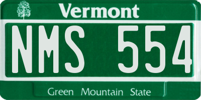 VT license plate NMS554