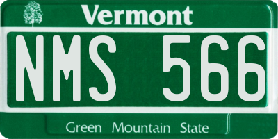 VT license plate NMS566