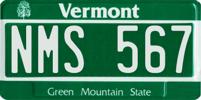 VT license plate NMS567