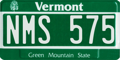 VT license plate NMS575