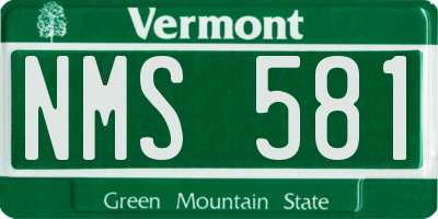 VT license plate NMS581