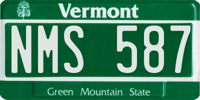 VT license plate NMS587