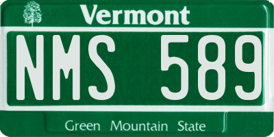 VT license plate NMS589